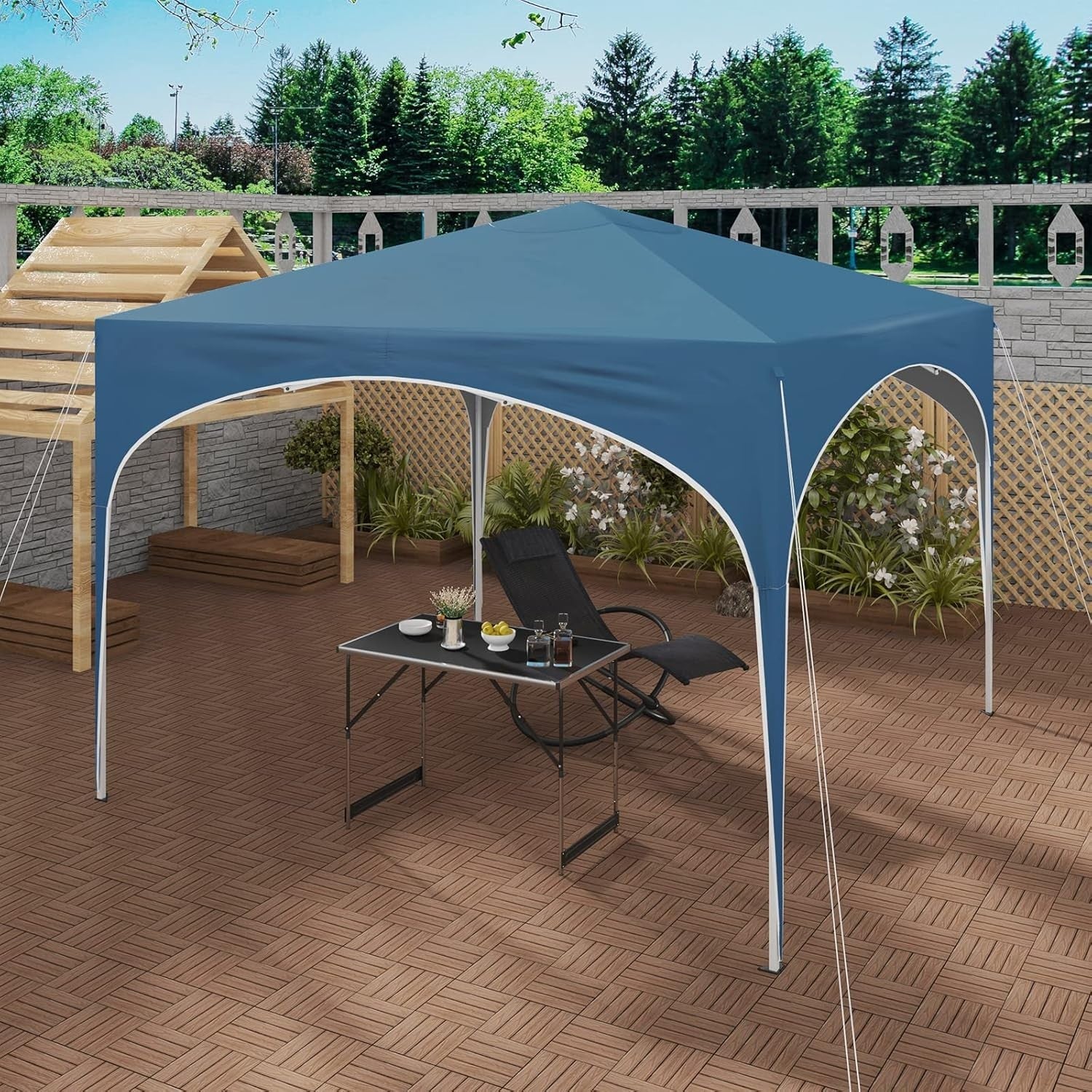 3x3M Pop-Up Gazebo Folding Event Tent Waterproof UV-Protected Blue