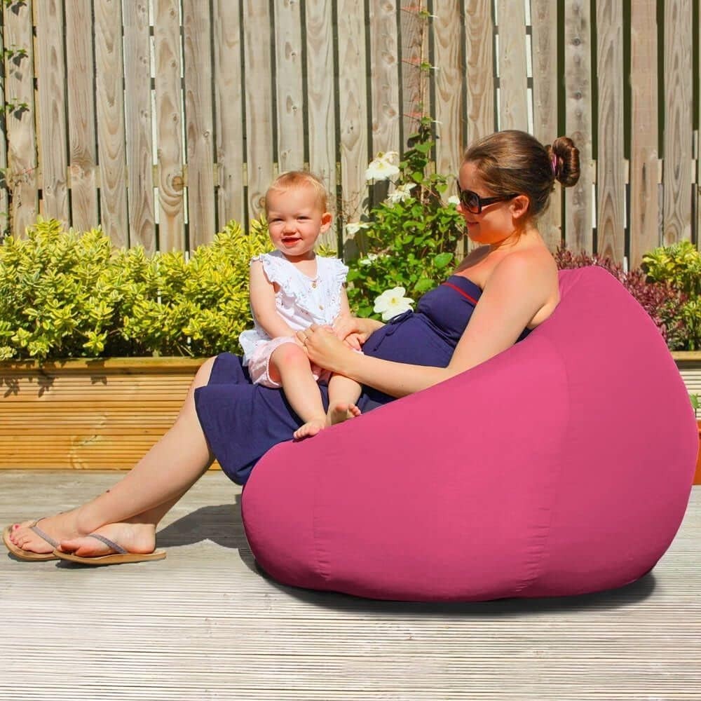 Outdoor Bean Bag Chair Adult XL – Waterproof Garden Seat, Cerise Pink 110x80cm
