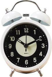 Retro Twin Bell Alarm Clock Silent Non Ticking Night Light Heavy SleepersNZ10290
