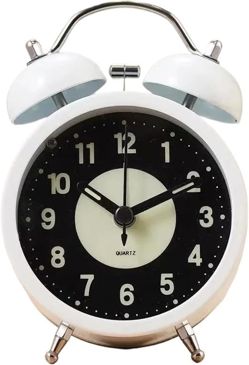 Retro Twin Bell Alarm Clock Silent Non Ticking Night Light Heavy SleepersNZ10290