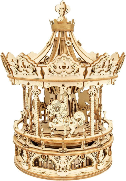 3D Wooden Carousel Puzzle with Music & Easy Assembly – Teens & Adults