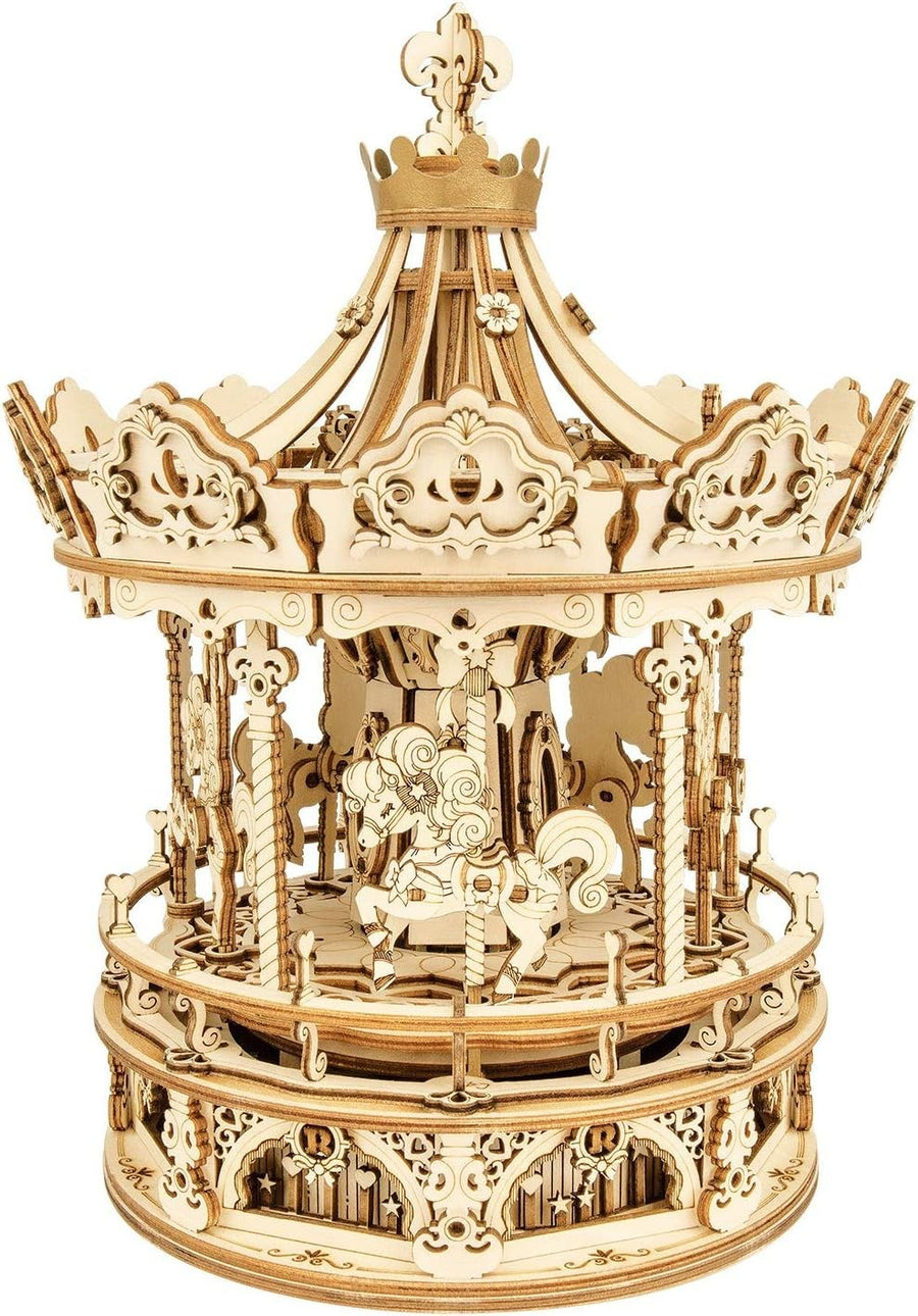 3D Wooden Carousel Puzzle with Music & Easy Assembly – Teens & Adults