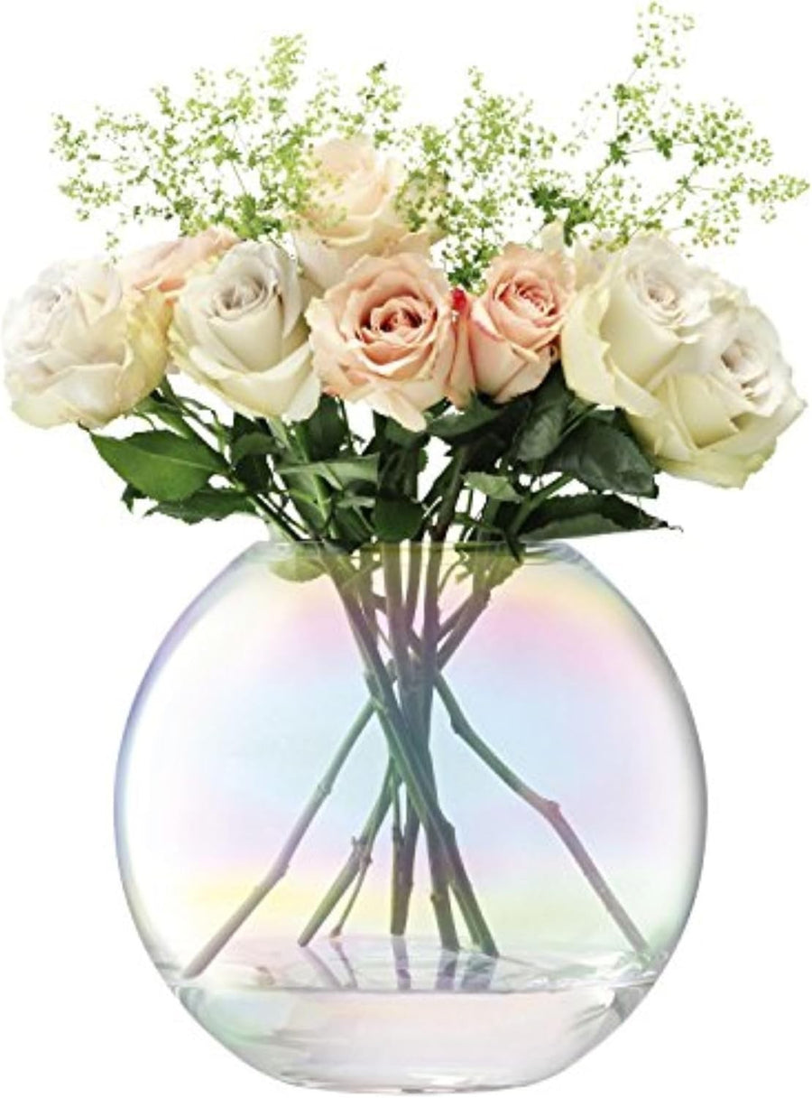 Round Glass Vase 24cm Mother of Pearl Decorative Flower Bowl Vase