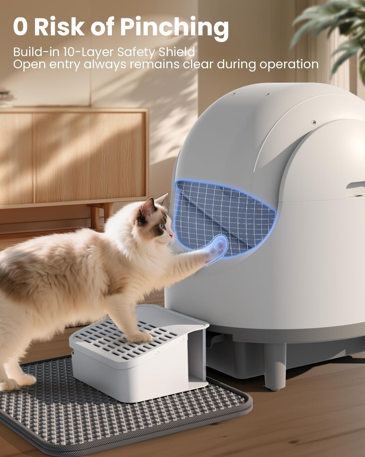 Self Cleaning Cat Litter Box APP Control Open Top Large Cat 22lbs