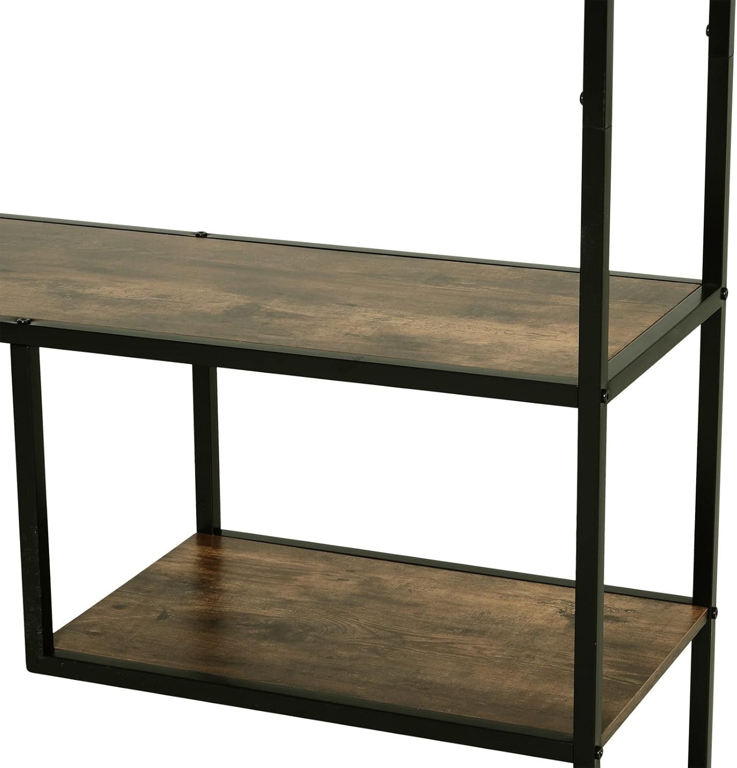 Industrial 6-Tier Bookcase Rustic Brown & Black Tall Metal Frame Display Shelf