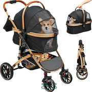 3in1 Pet Stroller Dog Cat Buggy Foldable Lightweight 22kg Black