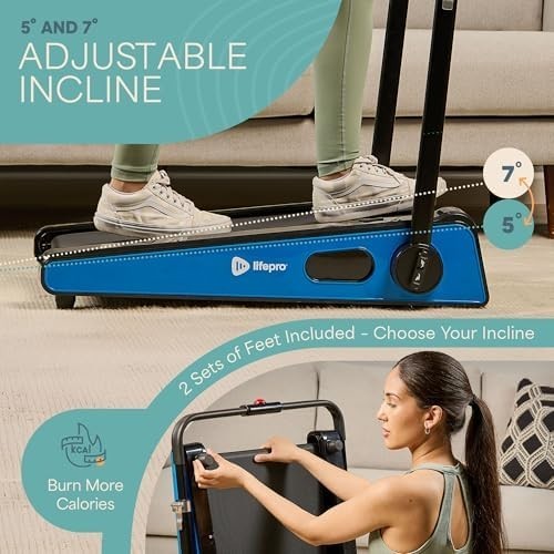 Compact Under Desk Walking Pad Mini Treadmill with 2-Stage Incline