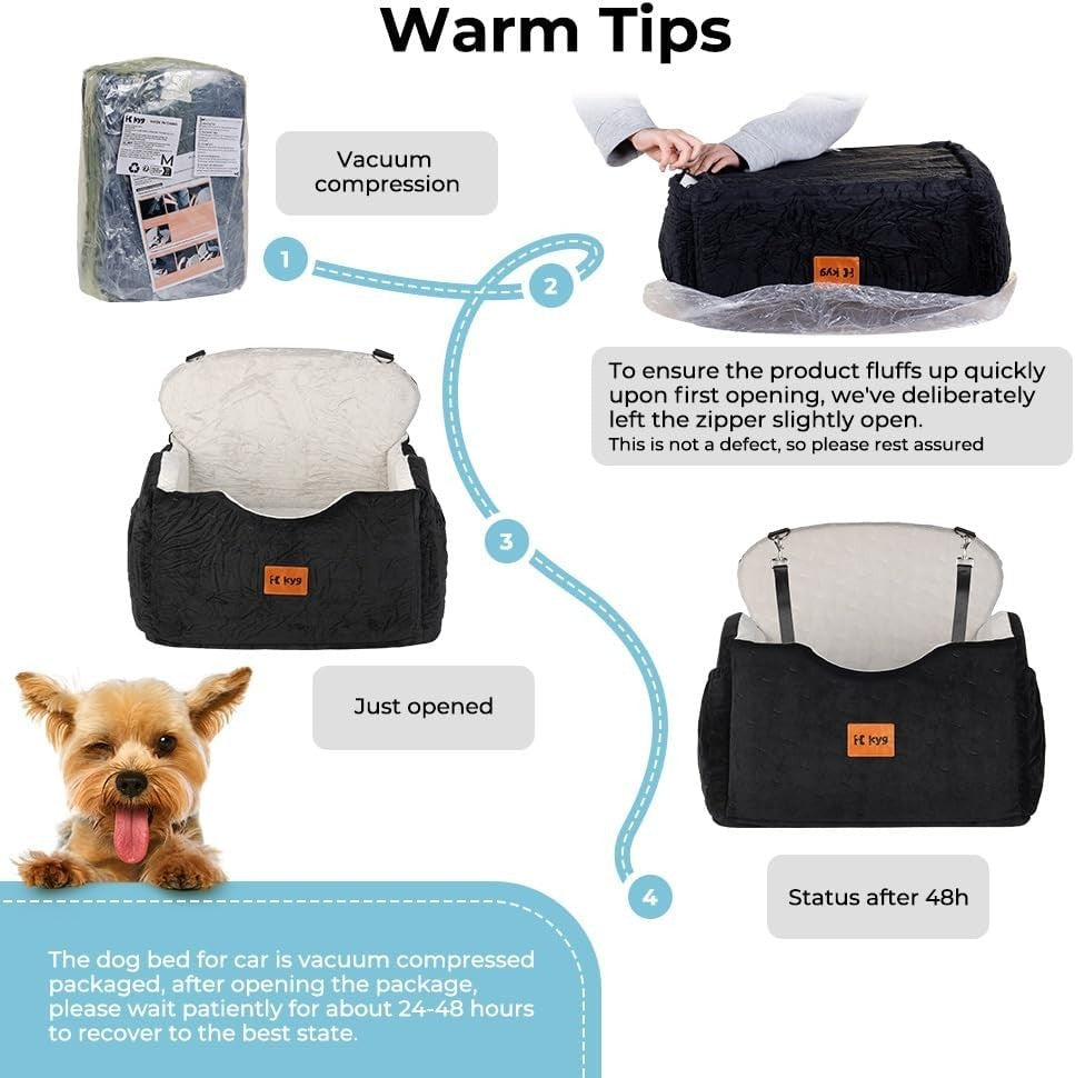 Dog Car Seat Booster Bed Cooling Warm Cushion Safety Harness 18in