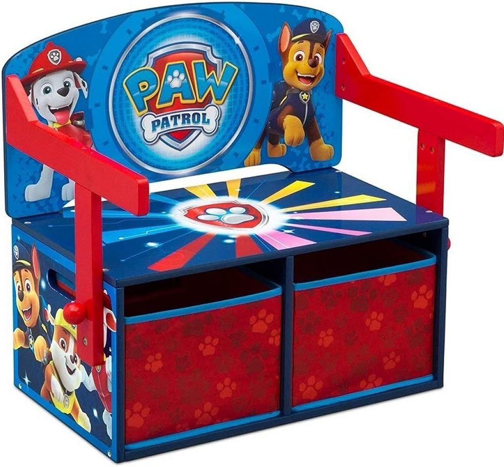 Kids Convertible Activity Bench 2in1 Desk Seat Storage Box PAW Patrol Theme