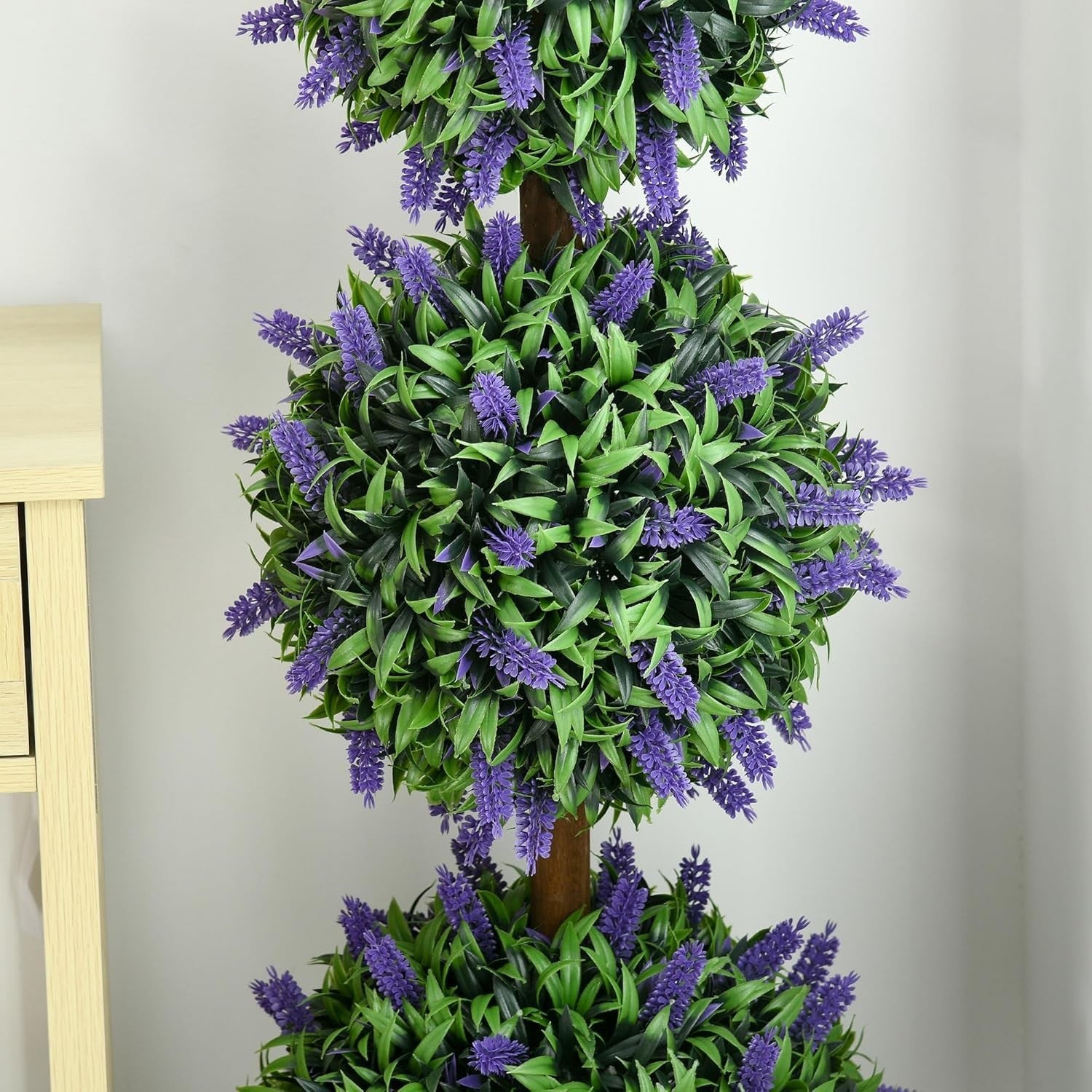 110cm Artificial Lavender Ball Trees Set of 2 Tall Faux Plants Home Decor