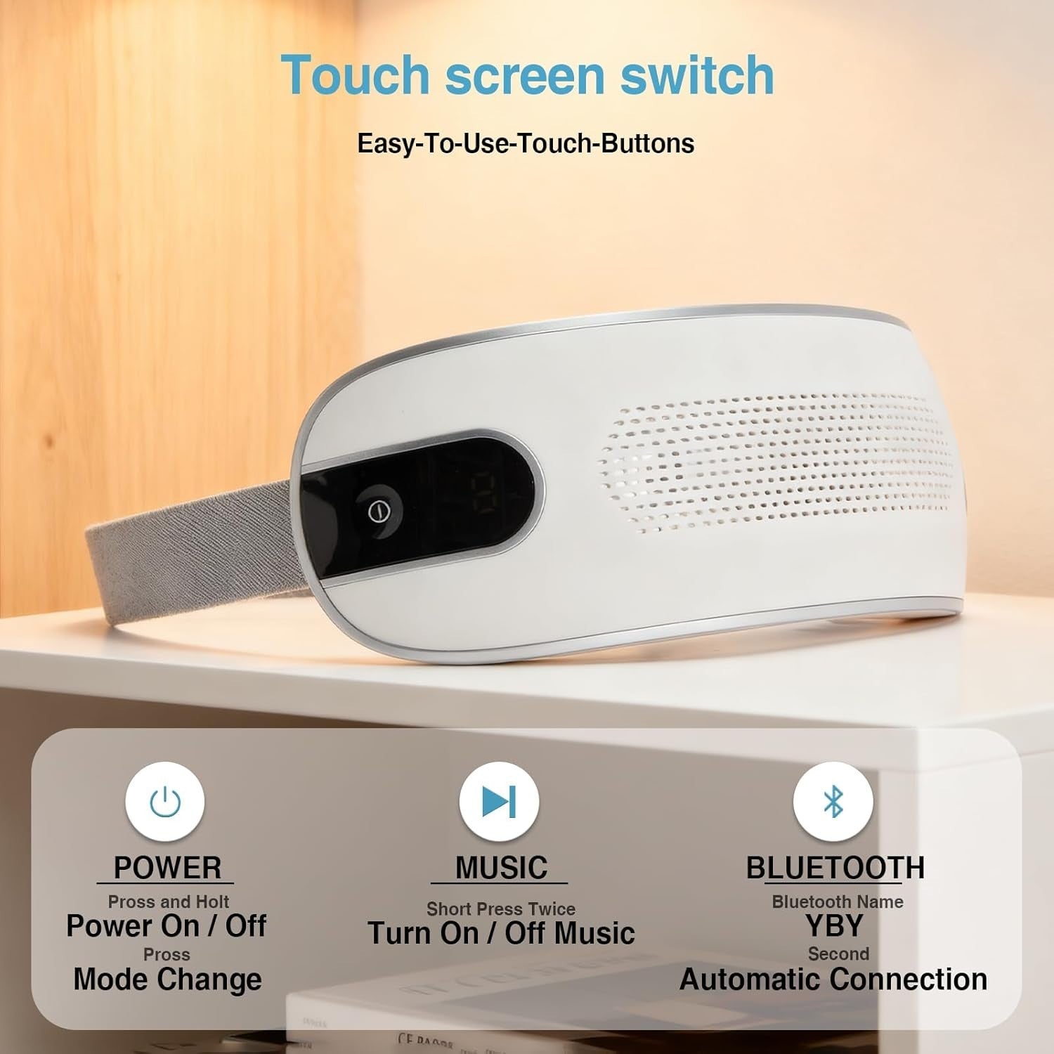 Eye Massager Vibration Bluetooth Music Type-C 4 Modes Sleep