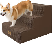 3-Step Dog Stairs Non-Slip Pet Ramp for Small Dogs Brown