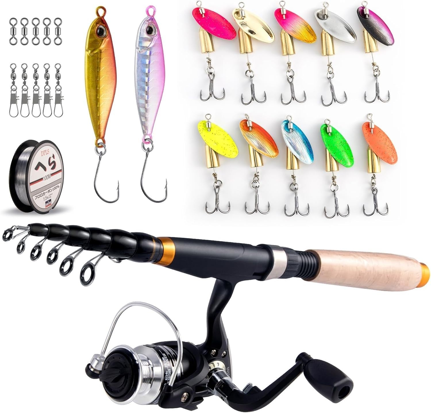 Telescopic Fishing Rod Reel Combo Travel Kit 1.8M Beginner Starter