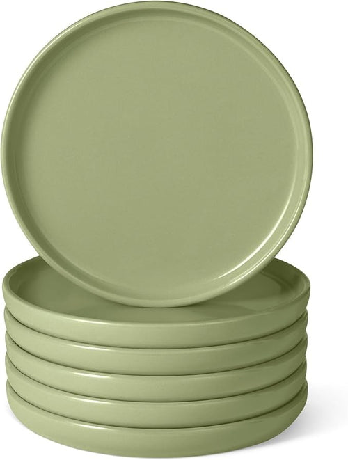 6pc Stoneware Salad Plates 21cm Microwave Dishwasher Safe Olive Green