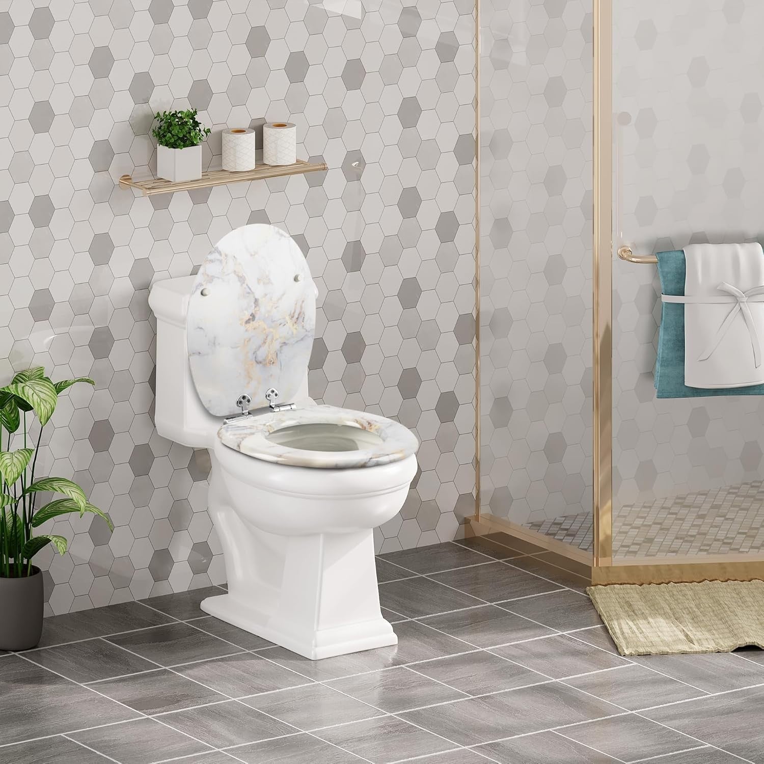 Soft Close O-Shaped Toilet Seat MDF Quick Release Heavy Duty Oval Lid