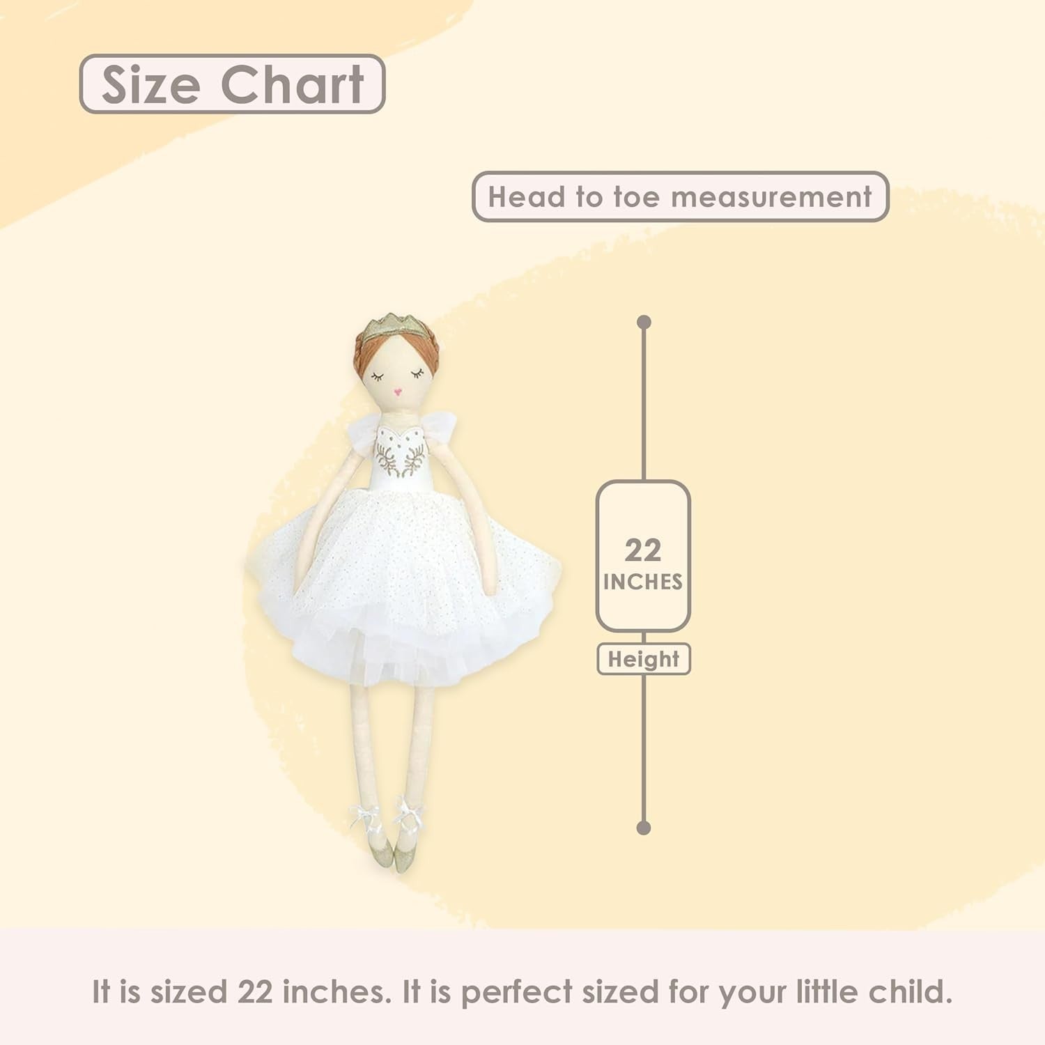 22” Plush Ballerina Doll Soft Tulle Tutu Tiara Elegant Gift