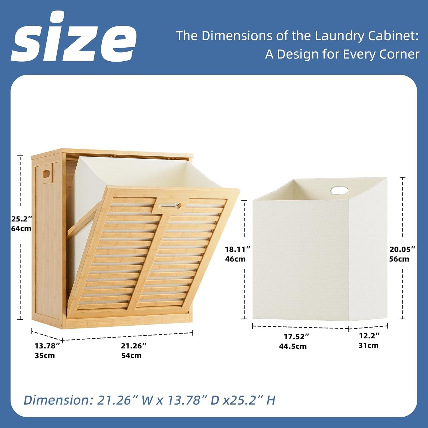 Bamboo Tilt Out Laundry Hamper Cabinet with Hidden Basket Storage Natural