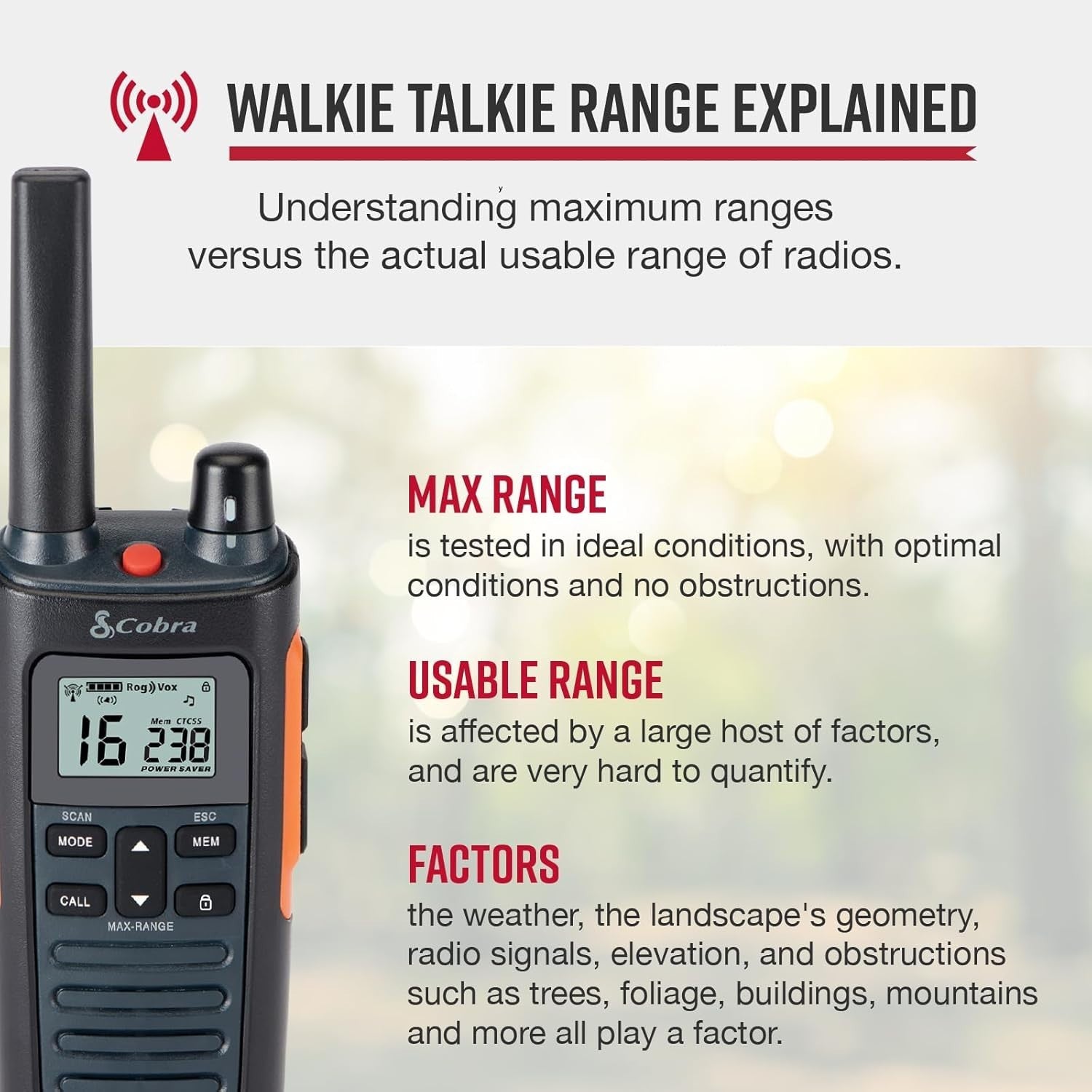 Rechargeable Walkie Talkies 2-Pack, 16 Channels, 10km Range, IP54