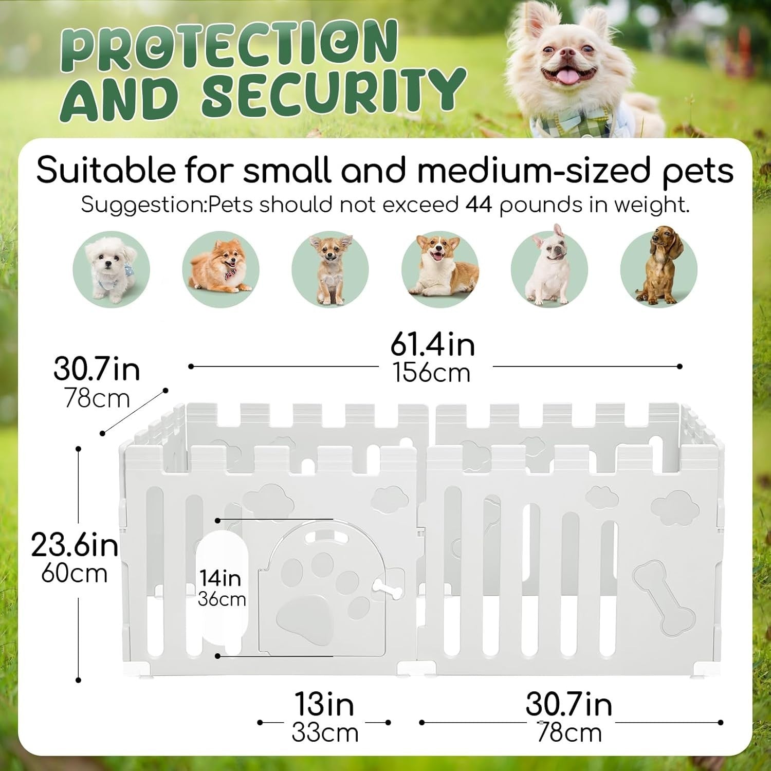 6 Panel Dog Playpen with Door – Large Indoor Pet Fence Non-Slip Gate White