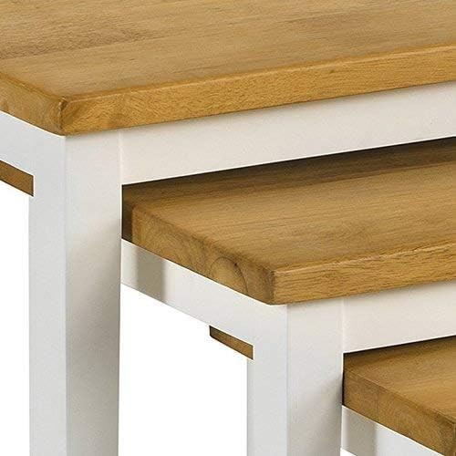 Nest of 3 End Tables Wood Modern Side Table White Light Oak Already Assembled