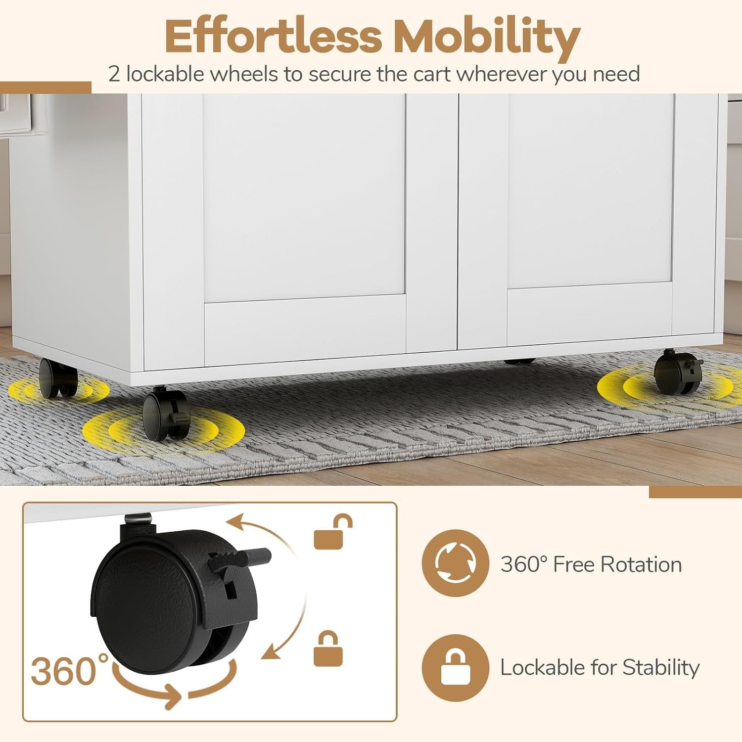 Kitchen Storage Trolley Rolling Island Cabinet Large Drawer Cupboard