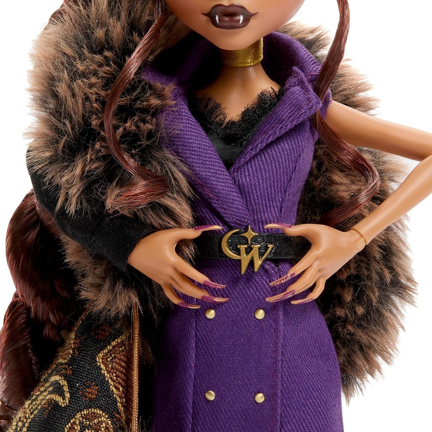 Fashion Werewolf Doll Collectible Faux Fur Coat Runway Outfit Display