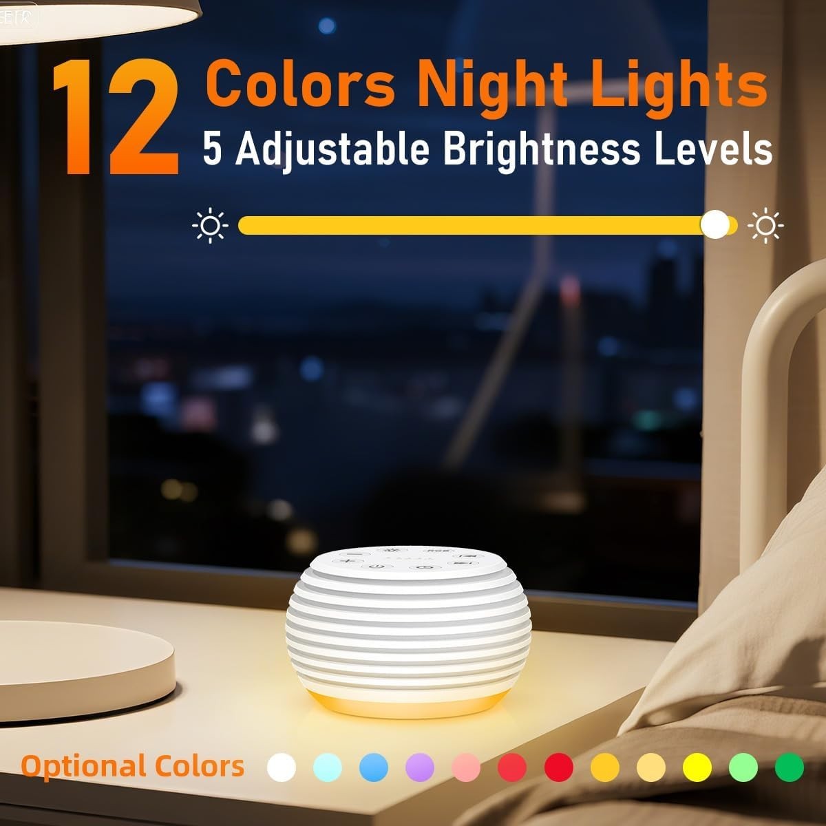 White Noise Sleep Machine with 30 Sounds, Night Light & Rechargeable