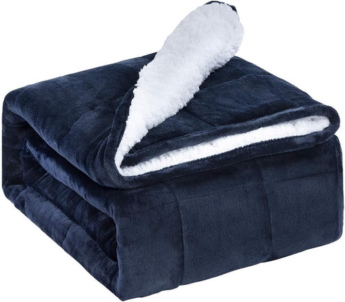 Sherpa Fleece Weighted Blanket Navy Blue 5.5kg 120x180cm Plush Warm