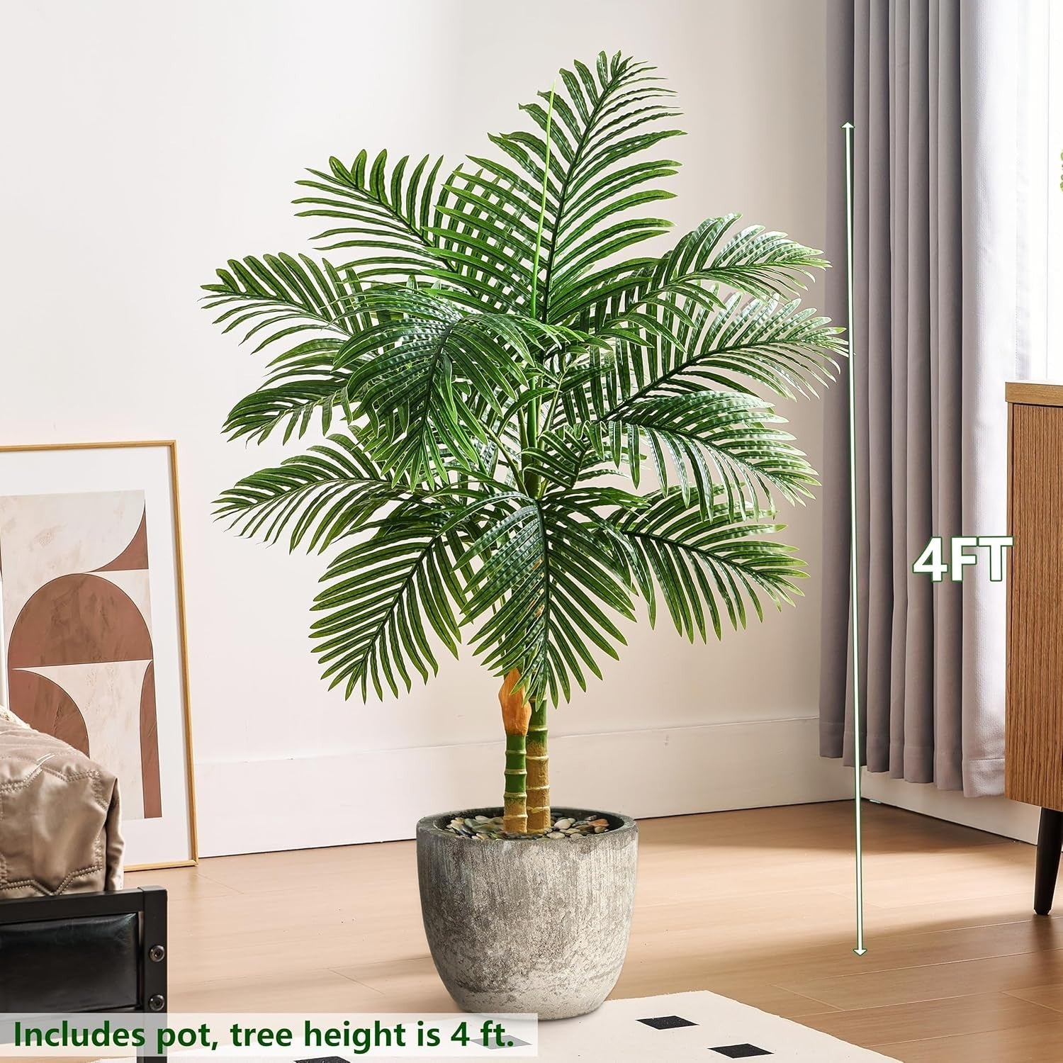 120cm Artificial Palm Tree in Pot Tropical Green Lifelike Indoor Home Decoration