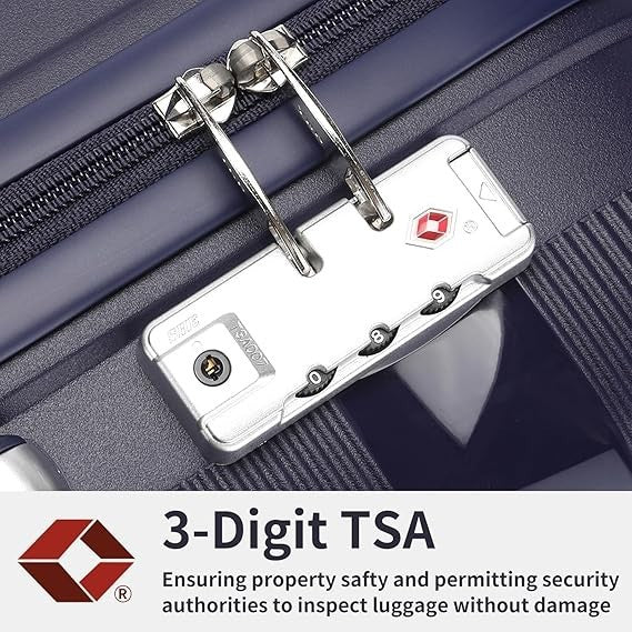 24 Inch Lightweight Hard Suitcase PP 4 Spinner Wheels TSA Lock