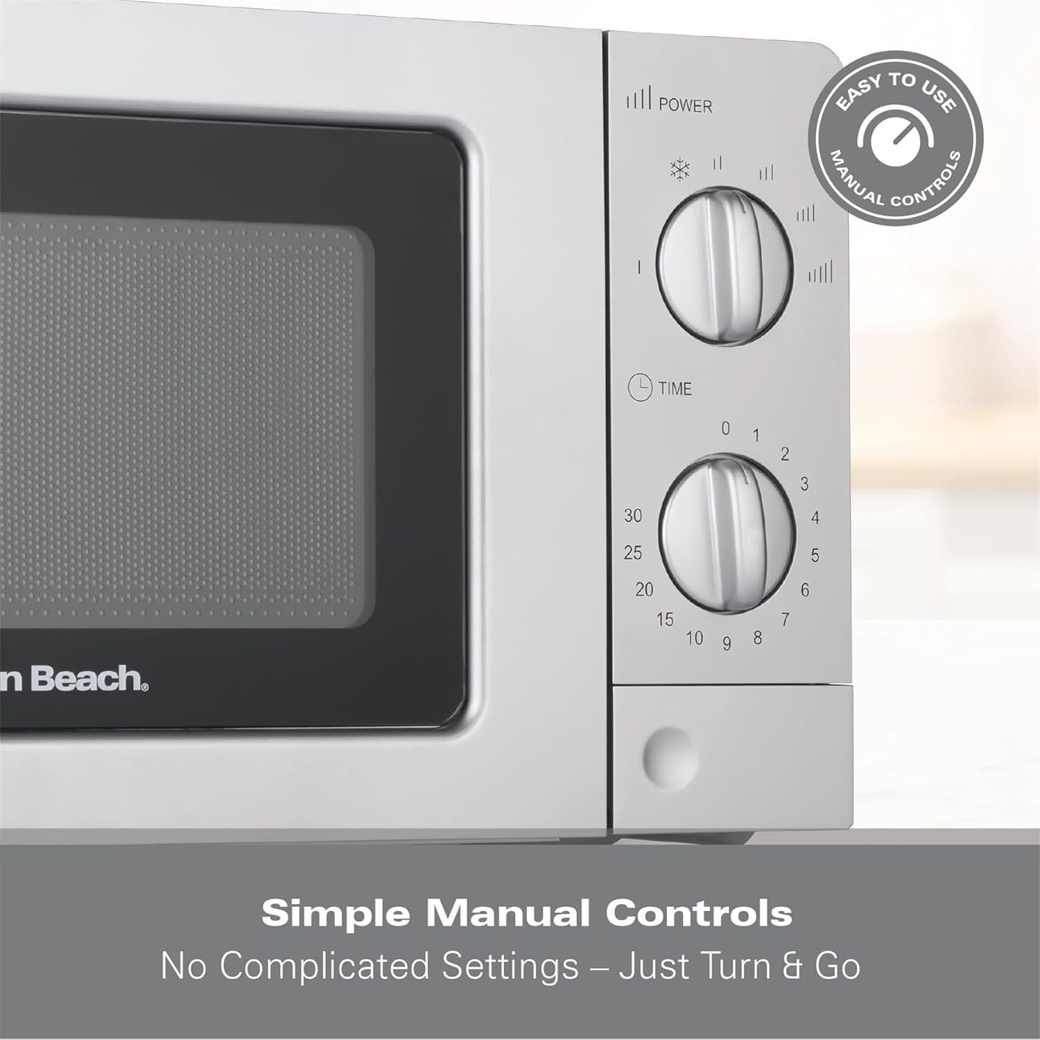 Hamilton Beach 20L Microwave 700W Silver, Manual Controls, 6 Power Levels