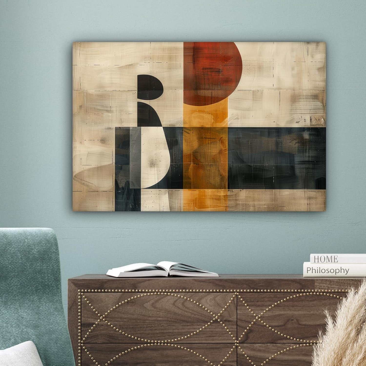Abstract Canvas Wall Art 60x40cm Framed Modern Industrial Print