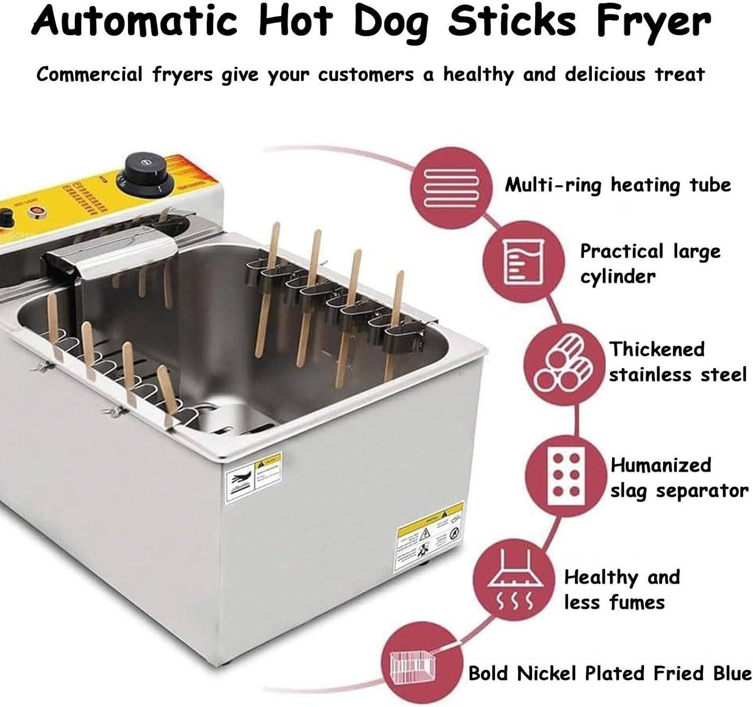 Automatic Corn Dog Fryer 12L 1900W Electric 8 Hook Commercial