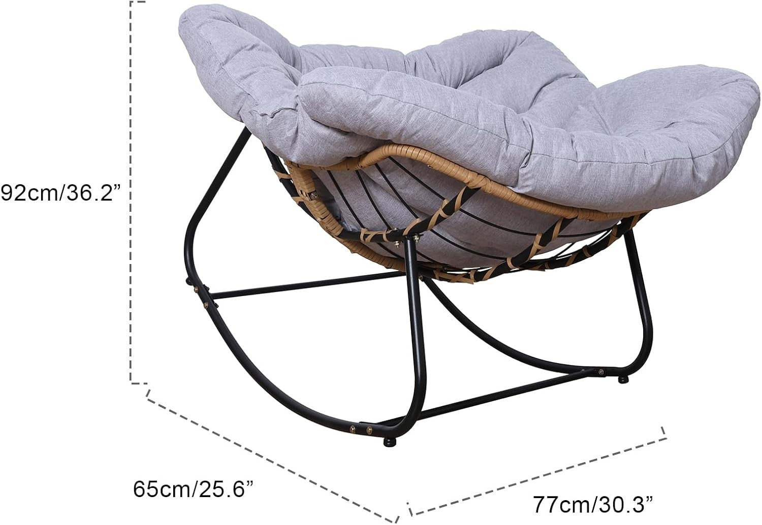 Comfy Egg Rocking Chair Padded Outdoor Indoor Lounge Patio Seat Grey