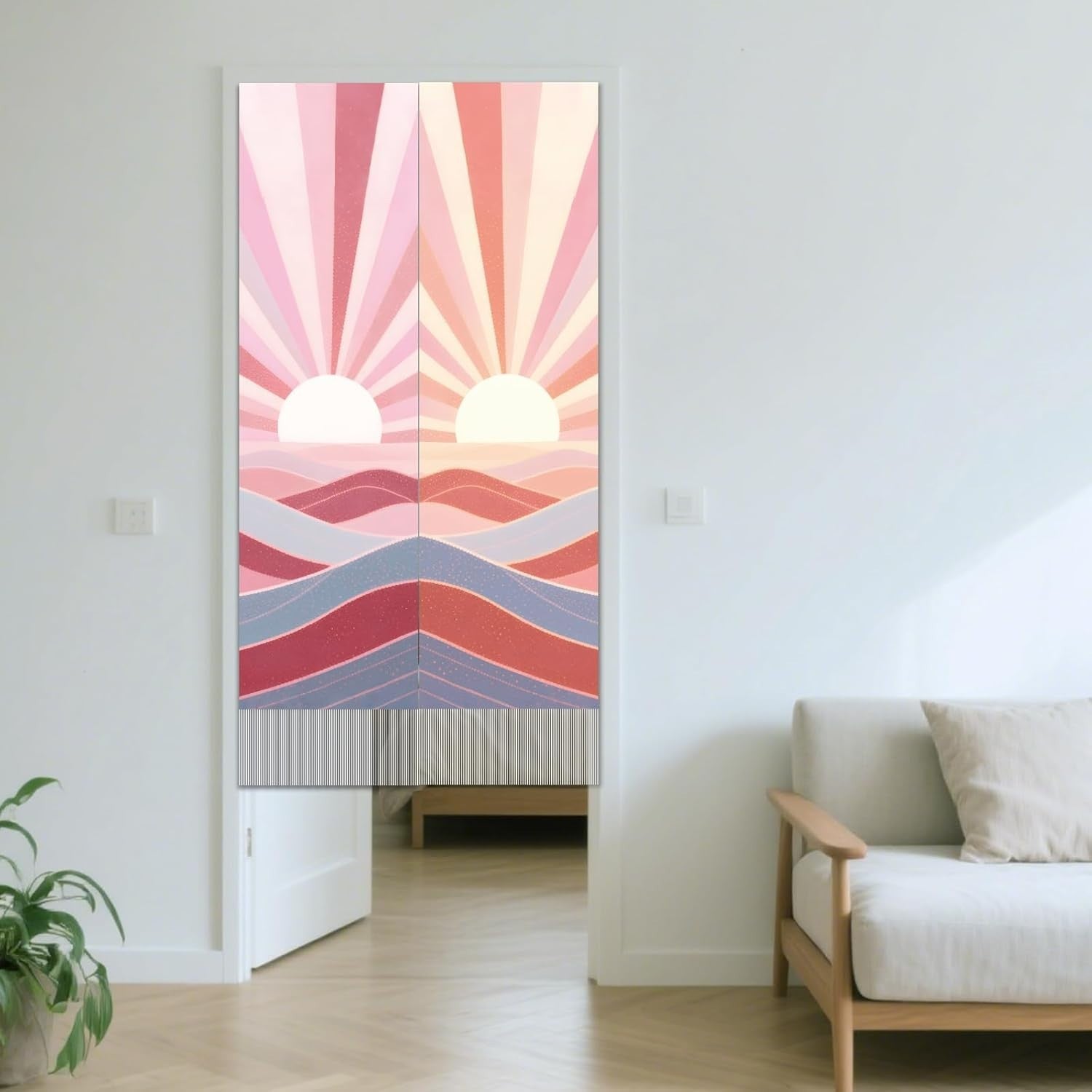 2PCS Boho Mountain Tapestry 33x116cm Sunset Wall Hanging Decor