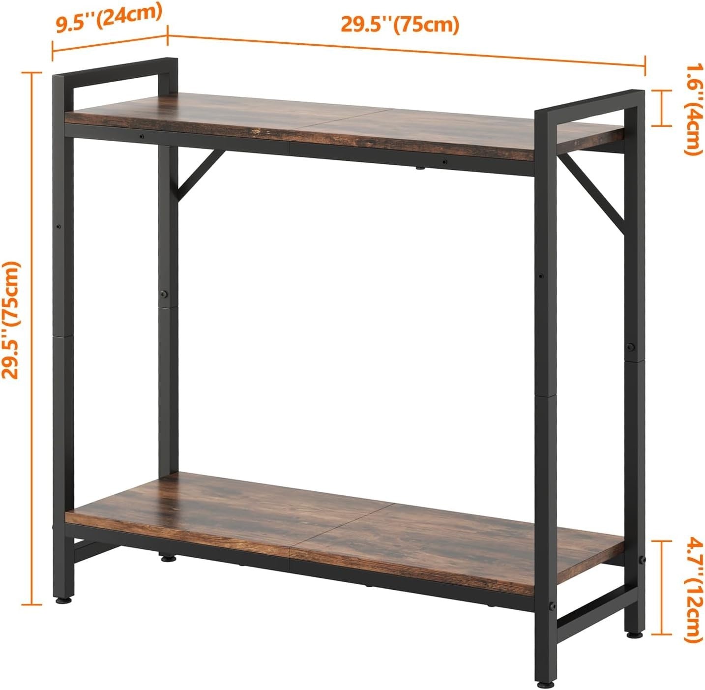 Narrow Console Table for Small Entryway & Hallway, Sturdy Wood + Metal