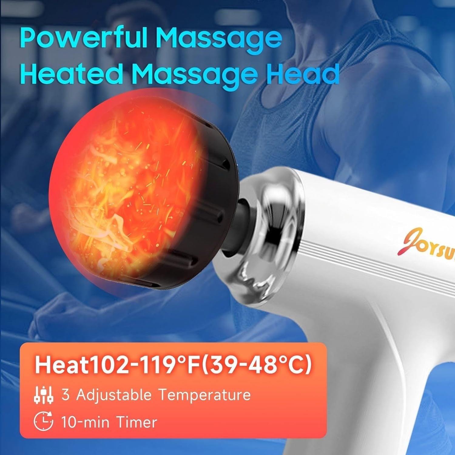 Deep Tissue Massage Gun with Heat Head Portable Percussion Muscle Recovery