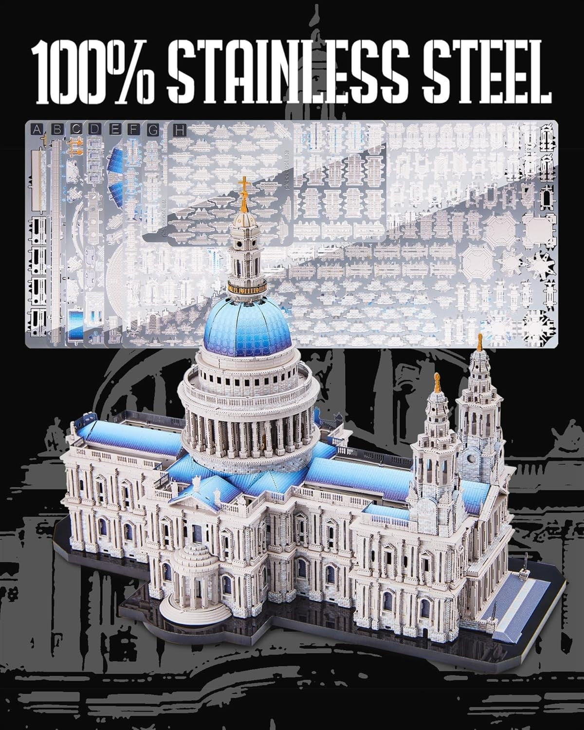 3D Metal Cathedral Puzzle Architecture Model Kit 639PCS DIY Display