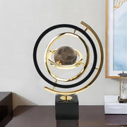 Modern Abstract Metal Globe Sculpture Ornament Luxury Art Deco Home Decor Black