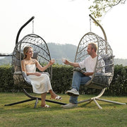 Luxury Hanging Egg Chair with Stand Indoor Outdoor Swing Seat 350lbs