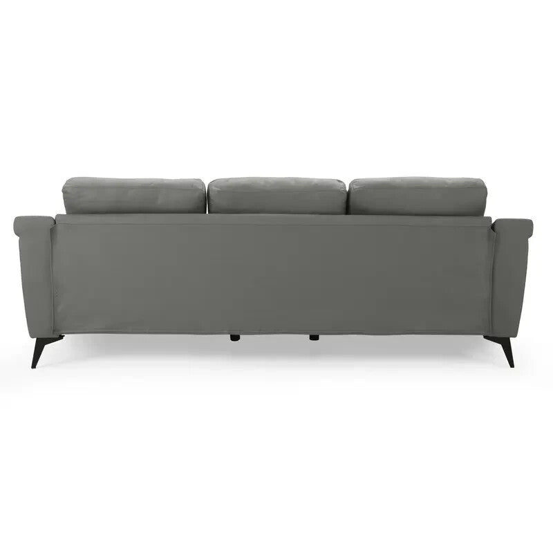 Modern Grey 3 Seater Sofa with Chaise Air Leather Reversible Lounge