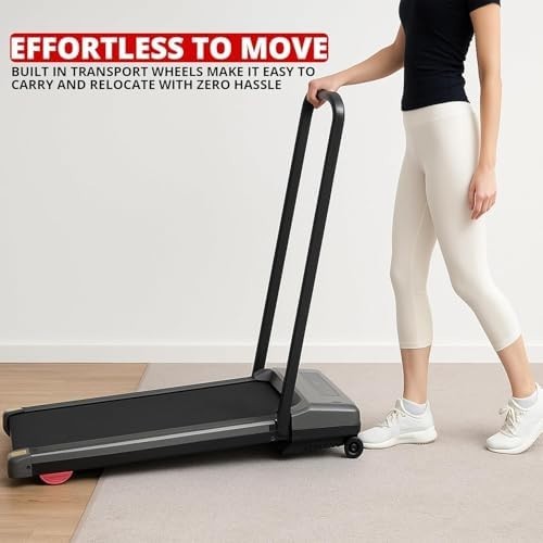Foldable Walking Jogging Treadmill 12km/h Quiet 2-in-1 Handrail Home Office Gym