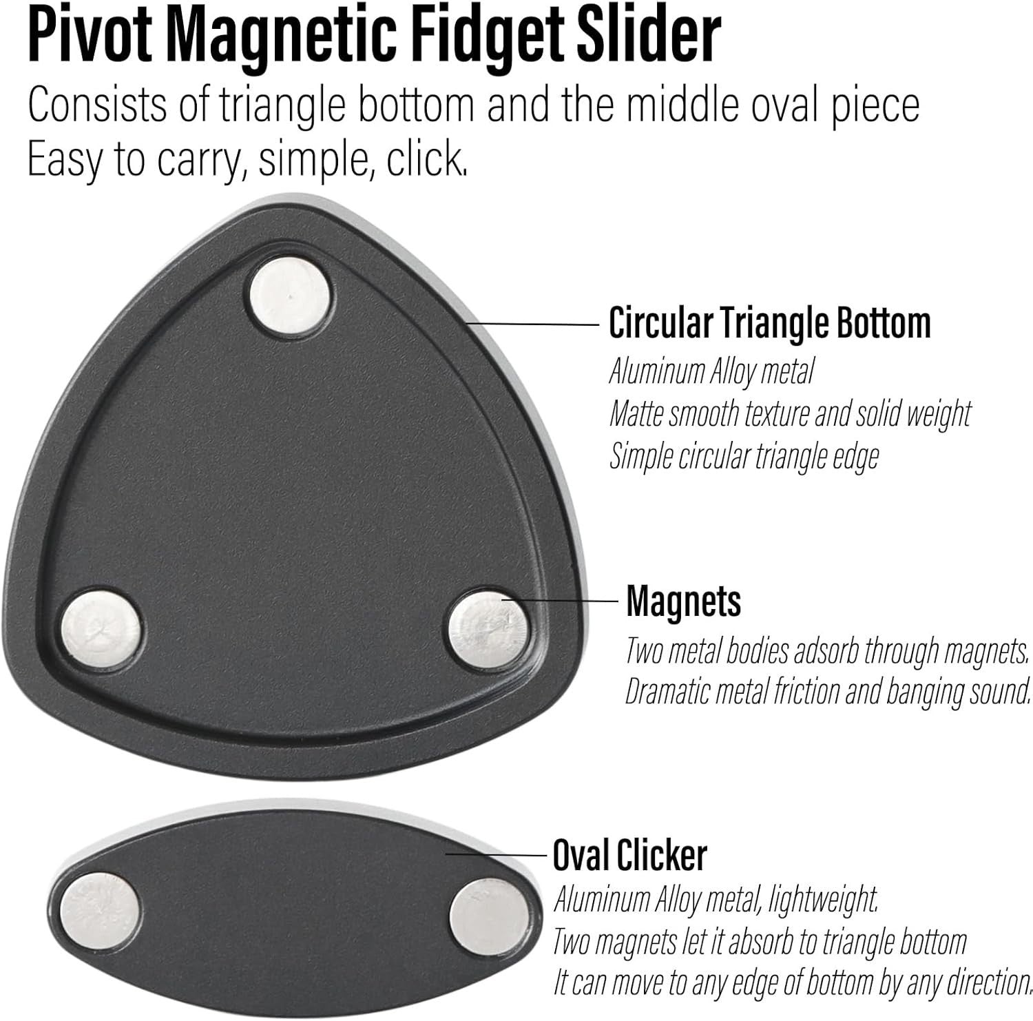 Black Triangle Magnetic Fidget Coin Silent Clicker Focus EDC