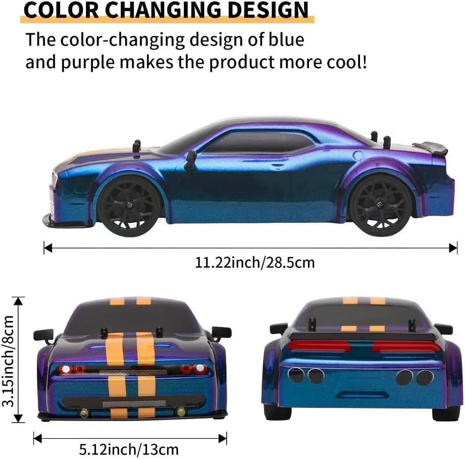 1:14 4WD RC Drift Car w/ Extra Tires LED Fast Remote Control Car Gift Kids