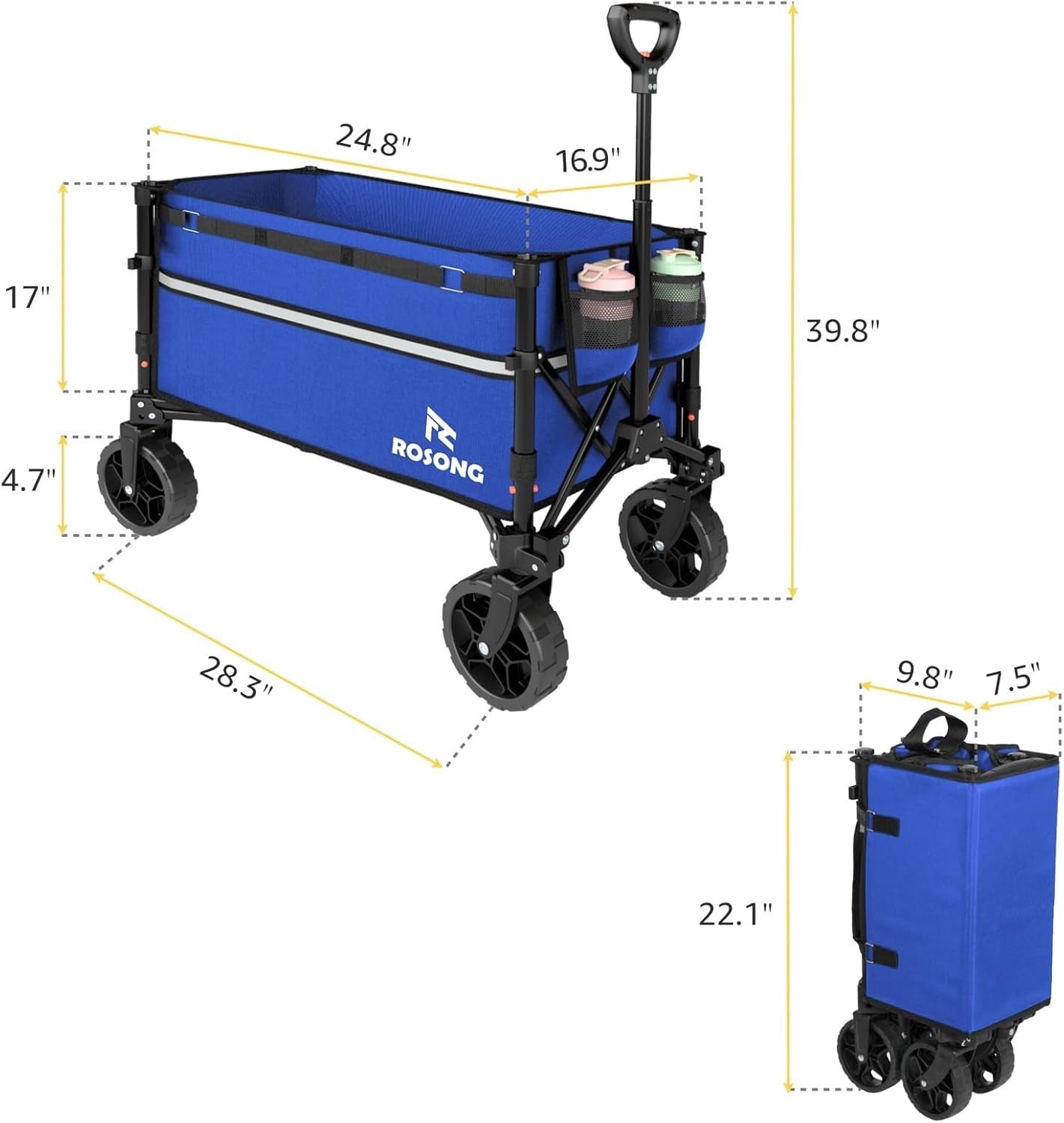 Foldable Collapsible Wagon Cart Heavy Duty Outdoor Utility Trolley with Wheels