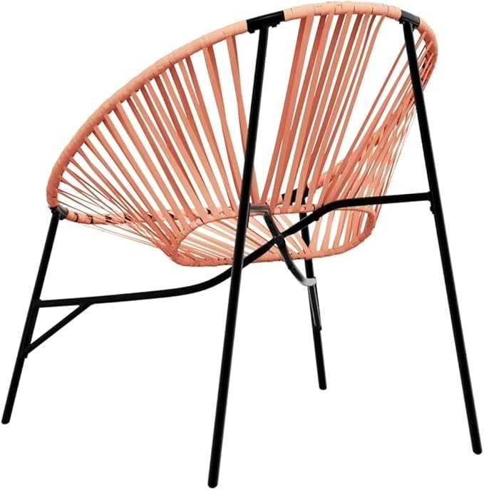 Outdoor Garden Egg Chair Black & Orange Rattan Seat – Comfortable & Durable