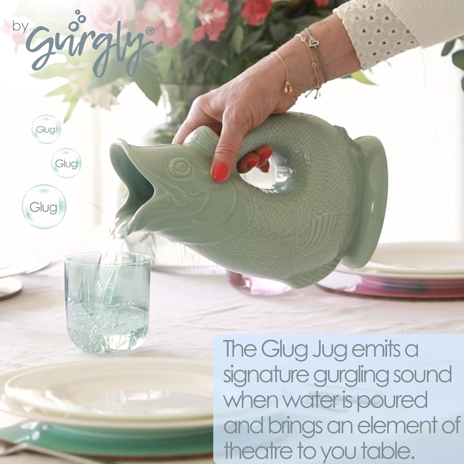 Fish Shaped Ceramic Jug Vase 1.4L Decorative Water Pitcher 28cm