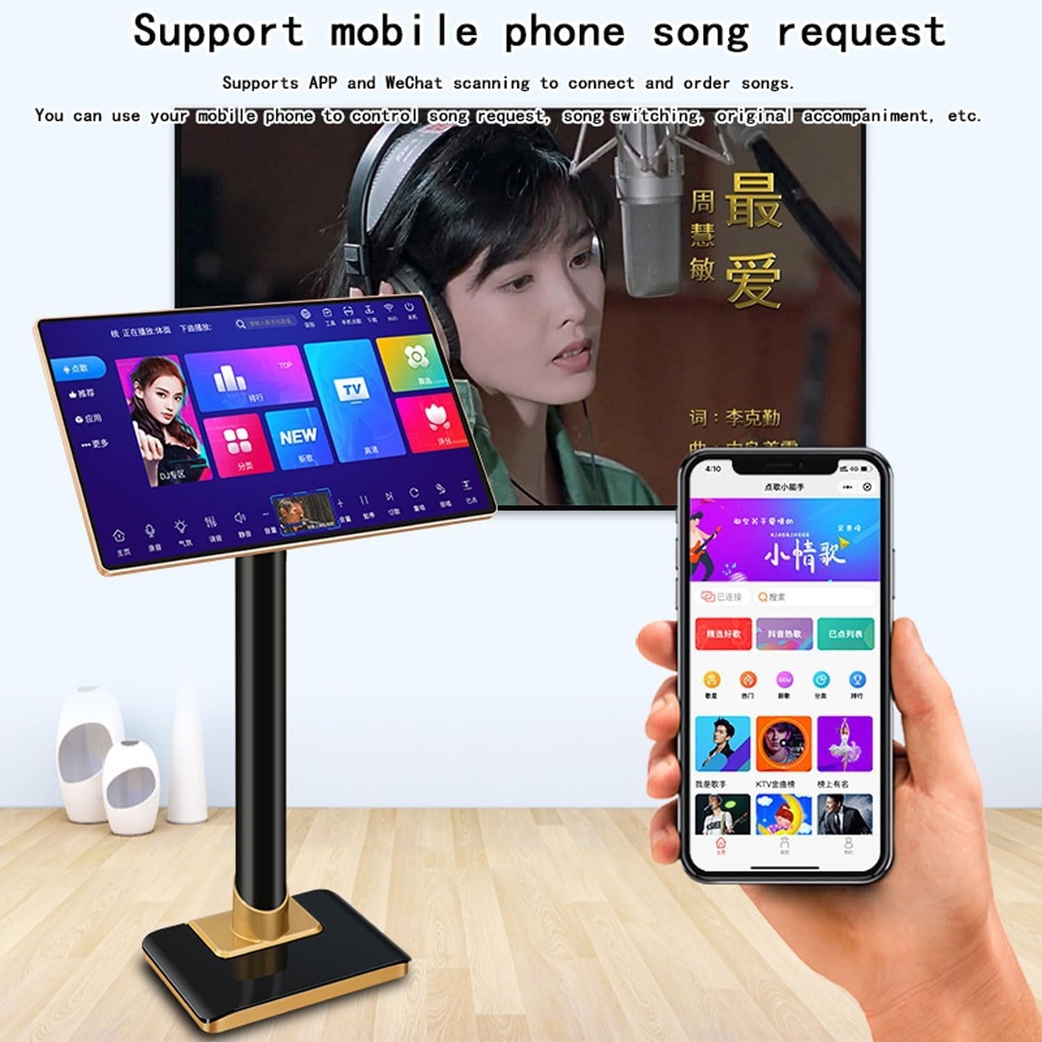 Professional Karaoke Machine 21.5" Touch Screen, 8T System, Wireless Mic