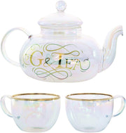 Gin Infuser Gift Set Teapot 2 Glasses Rainbow Glass Cocktail Tea