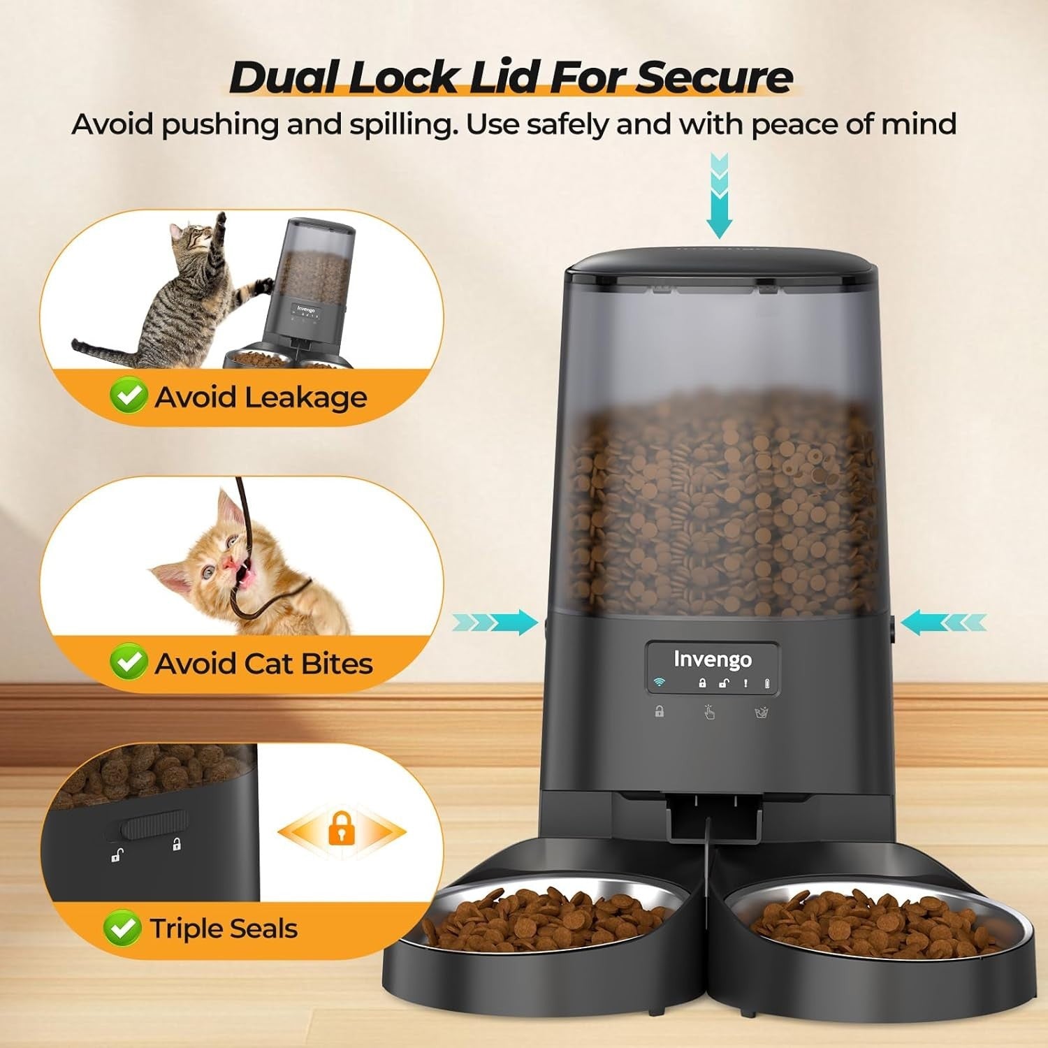 5L WiFi Automatic Cat Feeder Dual Bowl App Control Food Dispenser